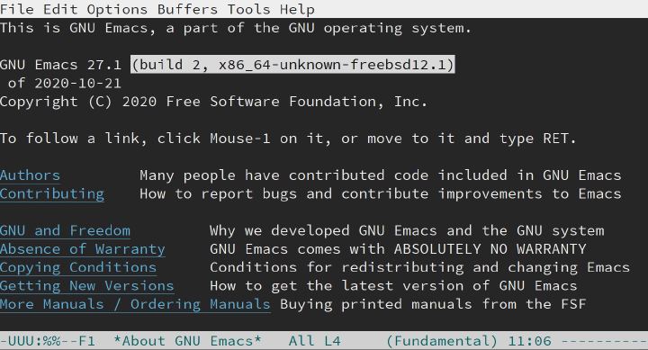 GNU Emacs 27.1 FreeBSD 12.1